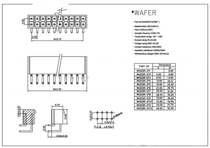 100 Stück EPS ATX PCIE 4,2mm Rastermaß Stecker/Buchse 5557 5559 5569 Gehäuse Wafers 2-reihiger Anschluss/gerade/rechtwinklig für Leiterplatten – Detail 2