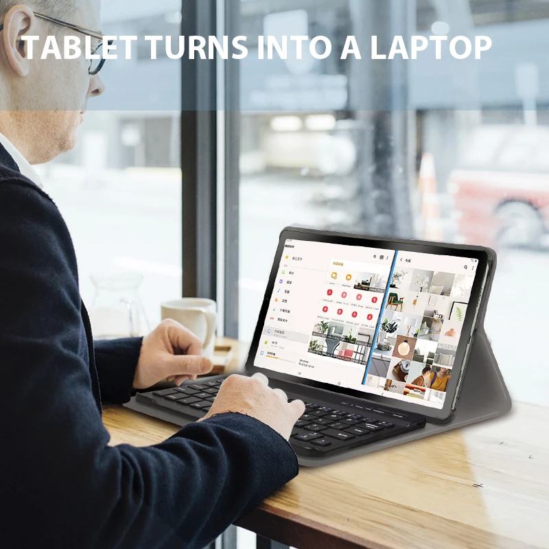 Capa magnética com teclado para samsung galaxy tab a7 lite, 8.7 polegadas sm t220 t225 sem fio bluetooth