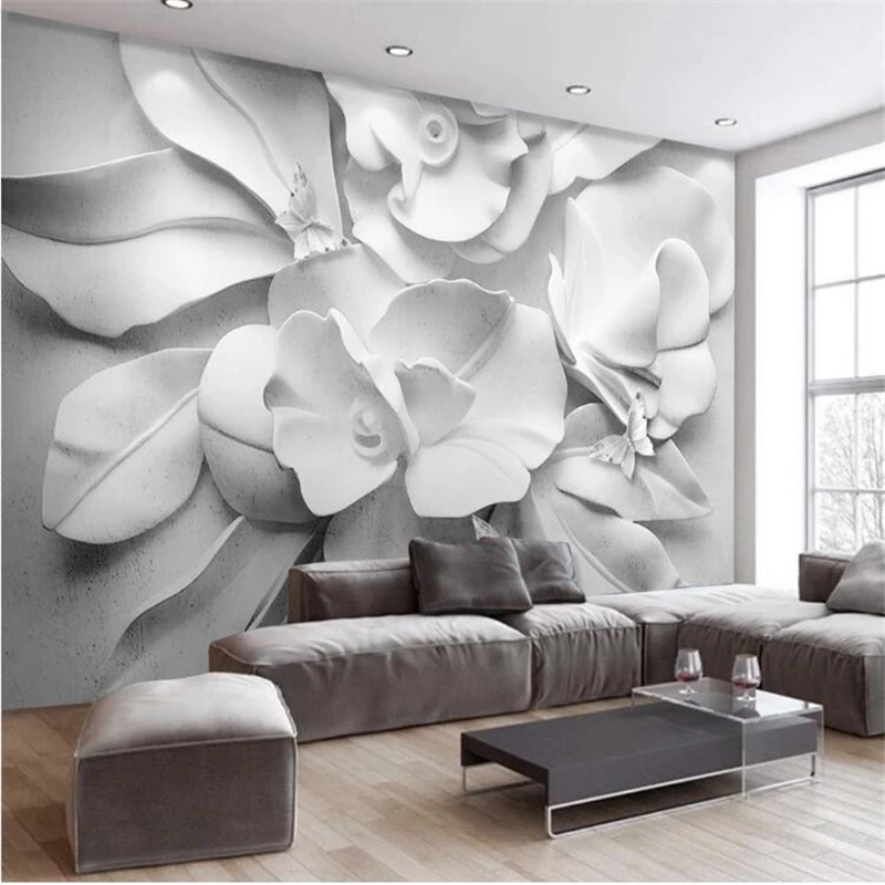 wellyu  papel de pared Custom wallpaper Modern minimalist atmosphere 3D embossed floral TV sofa background wall papel parede
