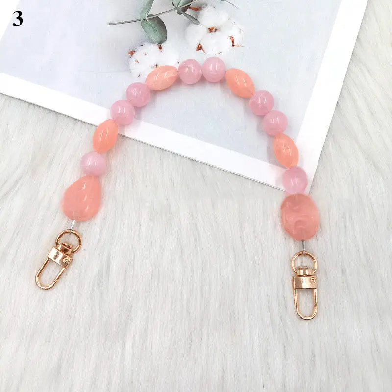 DIY Resin Shoulder Bag Chain Woman Replacement Handbag Accessory Chain Polychromatic Extension Bead Strap Color Bag Chain