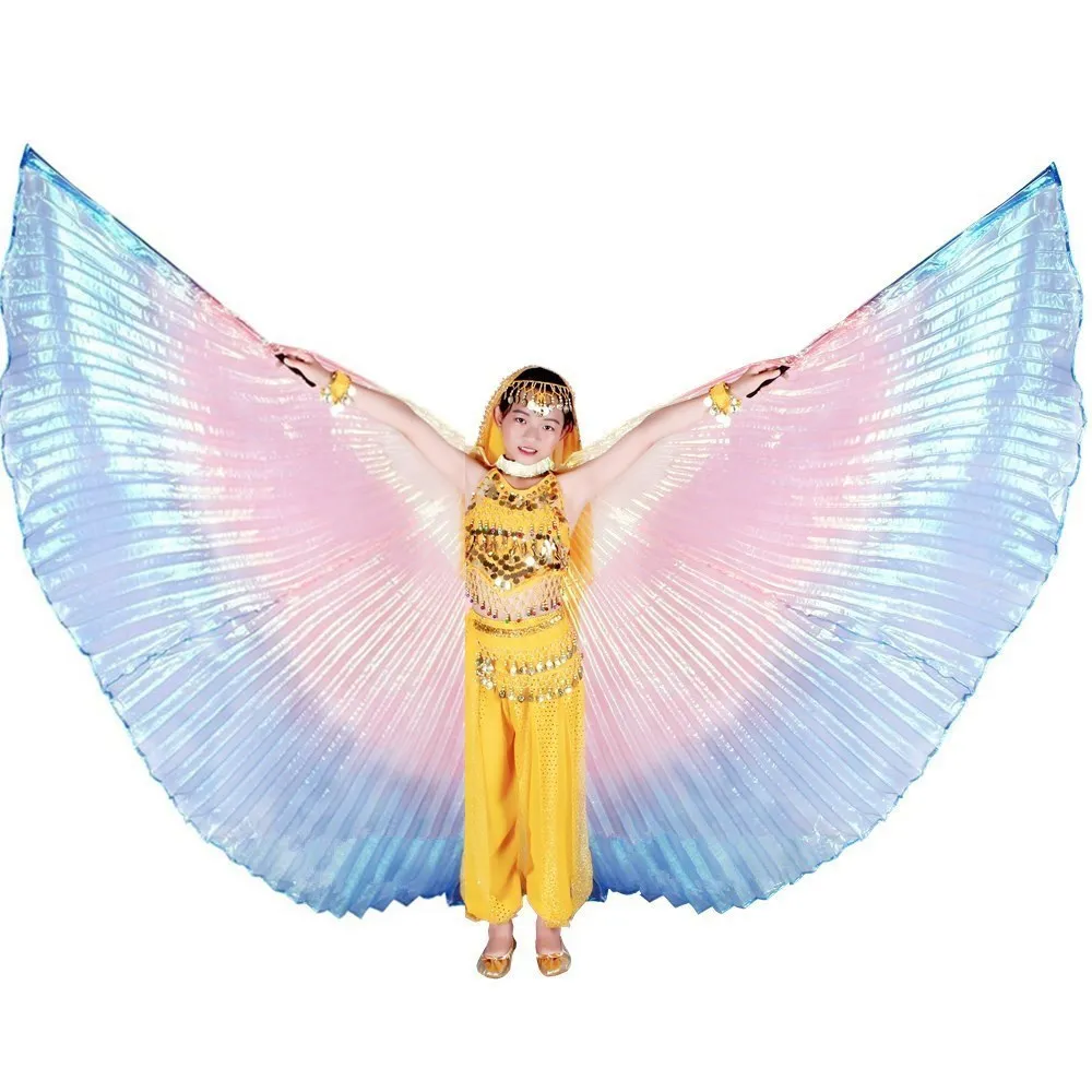 Ailes d'Angle Multicolores pour Femme, Costume de brevdu Ventre, Ailes Colorées Isis pour Enfants, Accessoire de brevdu Ventre pour Adultes, Ailes avec Bâtons