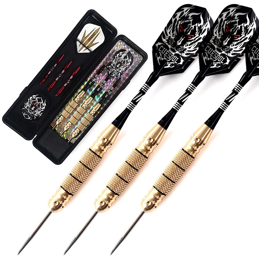 Cueseul 19/20/22 Gram Ujung Baja Dart Kuningan Barel Pegangan Nikel Penanaman Dart Set dengan Aluminium Dart Shafts dan Kasus Dart