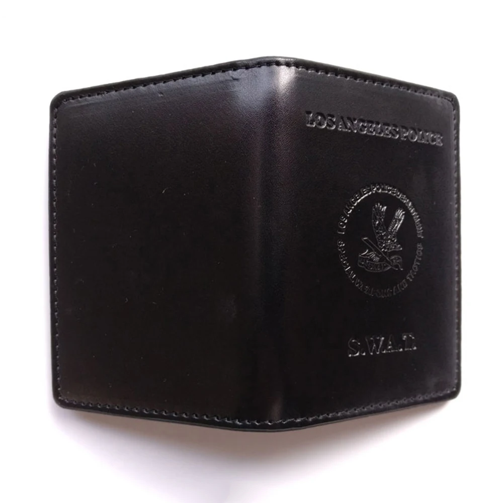 Black Leather US Police Officer Wallets Driving License Bag Badge ID Card Holder