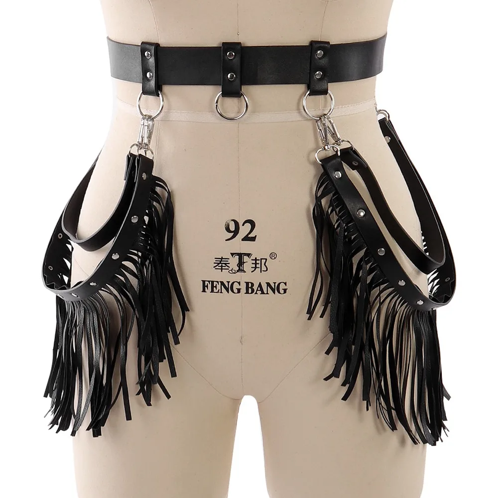 

Exotic Harness Body Bondage Tassel Leather Accessory Sexy Fetish Erotic Lingerie Woman Cage Gothic Style Punk Garter Belt Strap