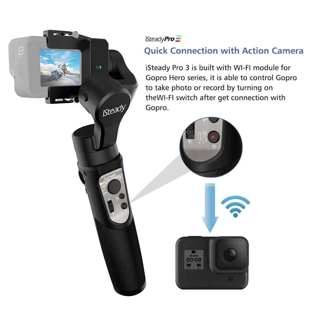 Hohem iSteady Pro 3 3-Axis Handheld Gimbal Stabilizzatore per Action Camera GoPro Hero DJI OSMO Action Insta360 di Un R Sony RX0 YI