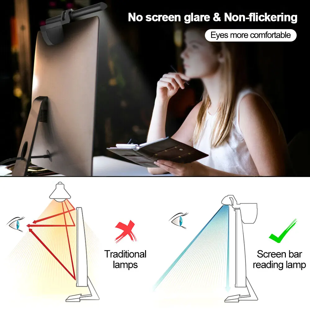 LED Screen Bar Light USB Computer Monitor Eye-Caring Reading Desk Lamp Night Light Bar