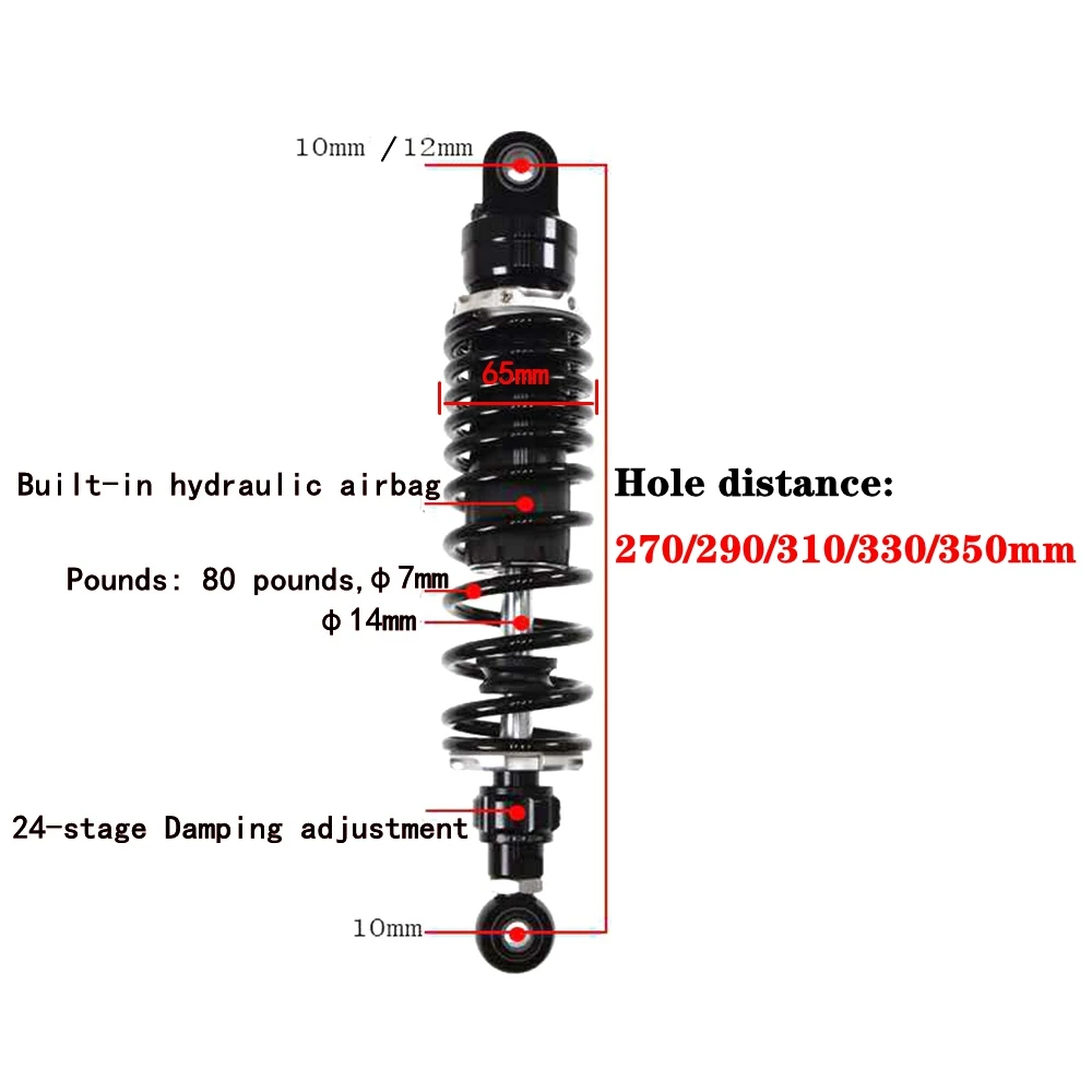 Universal 1pcs 270mm - 350mm Motorcycle Adjust Damping Rear Shock absorber Rear Suspension For Honda Yamaha Kawasaki Suzuki