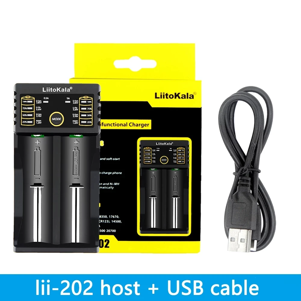 LiitoKala Lii-100 lii-202 Lii-402 18650 Chargeur de batterie Gießen 26650 16340 RCR123 14500 LiFePO4 1,2 V Ni-Mh Ni-cd intelligente