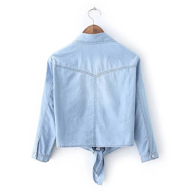 UHYTGF Spring Summer Denim Shirt Ladies Thin Sunscreen Clothing Elegant Women\'s Short Tops 3XL Big Size Jeans Blouse Women 211