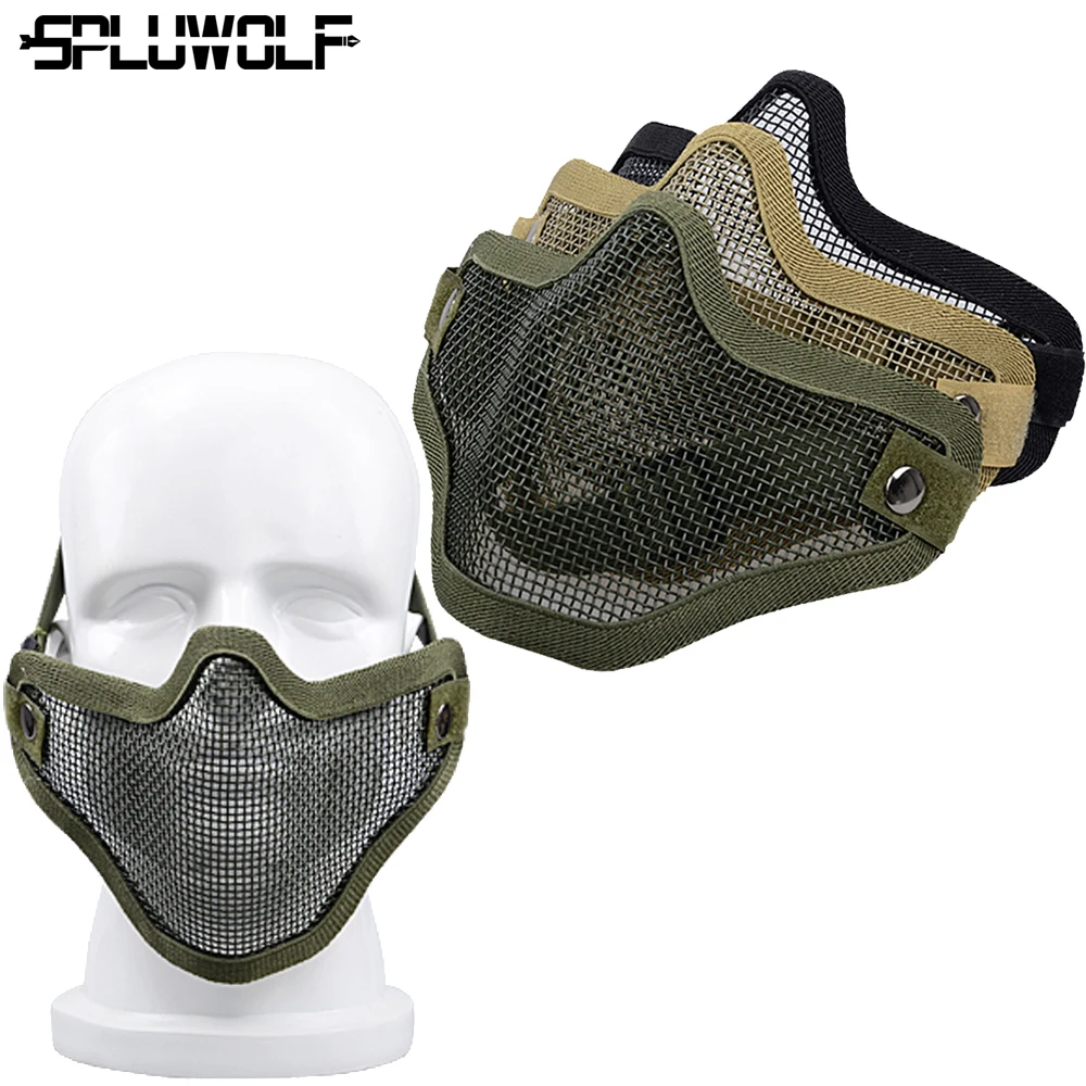 Military Tactical Paintball Mask Airsoft Metal маска для страйкболаSteel Mesh Mask Mouth Protective