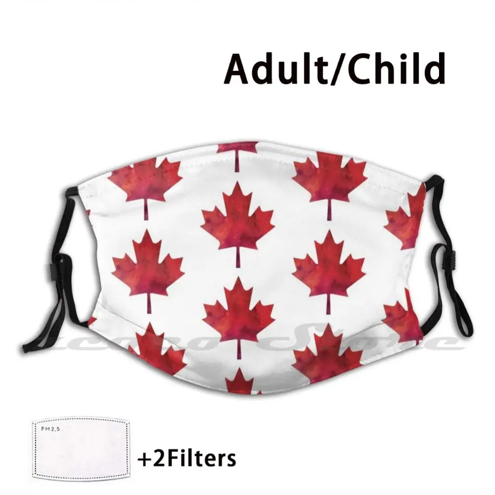 Canada Day Watercolour Maple Leaf Pattern Mask DIY Washable Filter Pm2.5 Mouth Trending Maple Leaf Red Maple Leaf Leaf Red Leaf