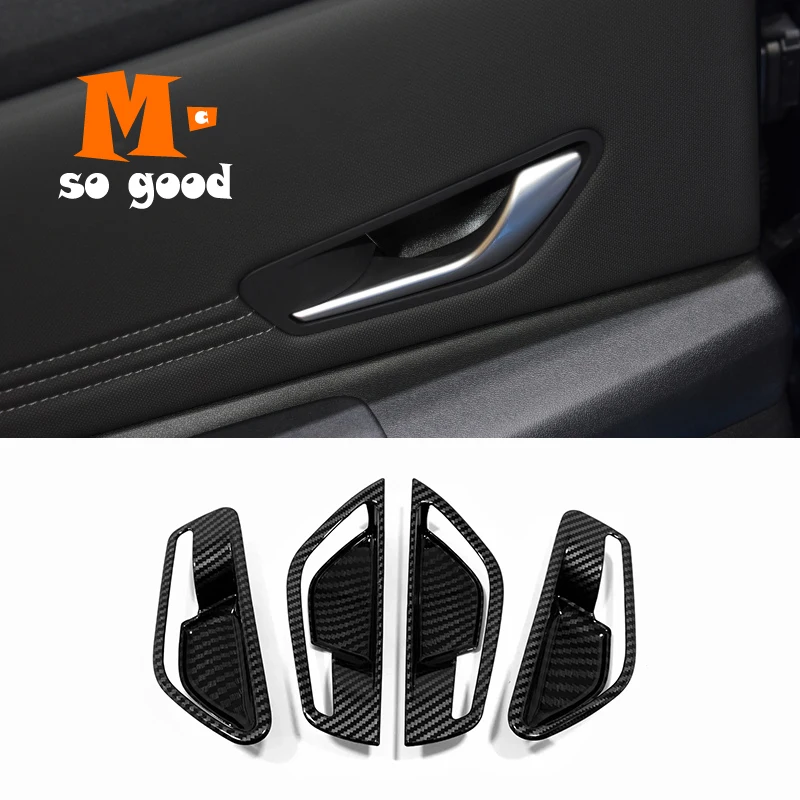 

ABS Carbon fiber 4pcs for Hyundai Elantra 2020 2021 Car armrest Door Window Glass inner door bowl frame styling accessories