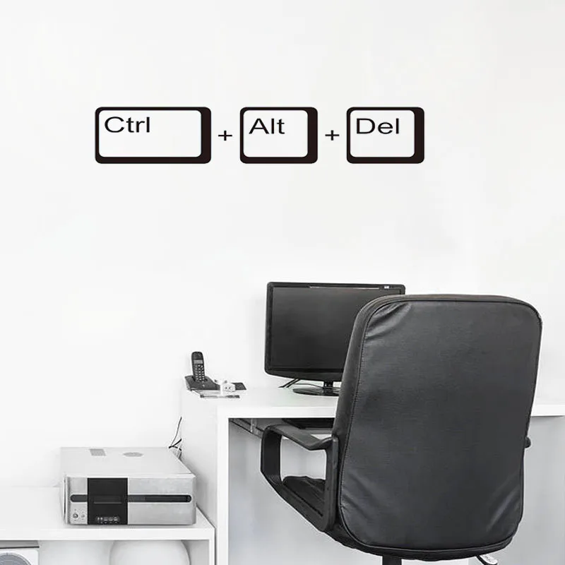 Ctrl Alt Del Computer Keyboard Cube Wall Decal Vinyl Kids Room Geek Laptop Science Inspirational Wall Sticker Home Decor