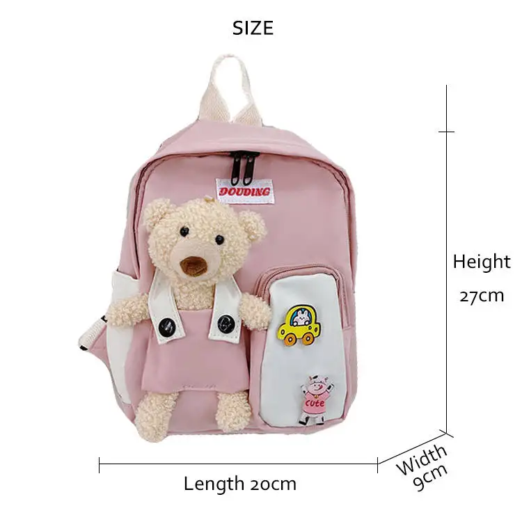 Cartoon Bear Canvas School Bags Children Backpacks Kindergarten Animal Kids Backpack Children School Backpack for Girls Boys Bag