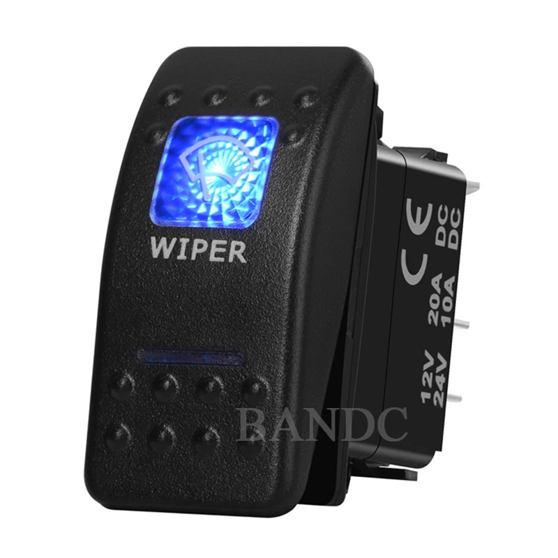 WIPER 7Pins On-Off-On DPDT Dual Blue Led Toggle Switch for ARB/Carling/NARVA 4x4 Style，12V 20A 24V 10A，Jumper Wires view 3