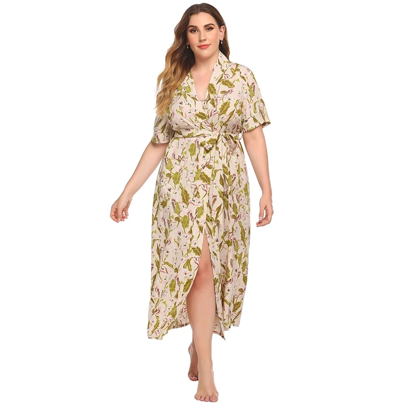 Sexy Schlaf Kleid Grande Taille Robe European American Lose Homewear Gedruckt Pastoralen Stil Nachthemd