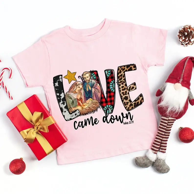 Love Came Down Christmas Shirt Jesus for Woman Gifts for Women, Couple Christmas Faith graphics 100% cotton y2k Drop shipping