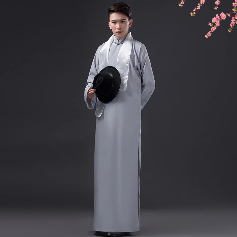 The Republic of China Retro Gown Tunic Teacher Disc Buckle Ancient Costume Chinese Best Man Group Hanfu Adult Cross Talk Robe