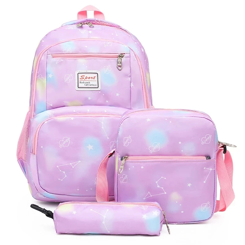 3ピース/セット花印刷学校のバックパック女女性の女の子bagpacksランドセル十代リュックスクールバッグ嚢