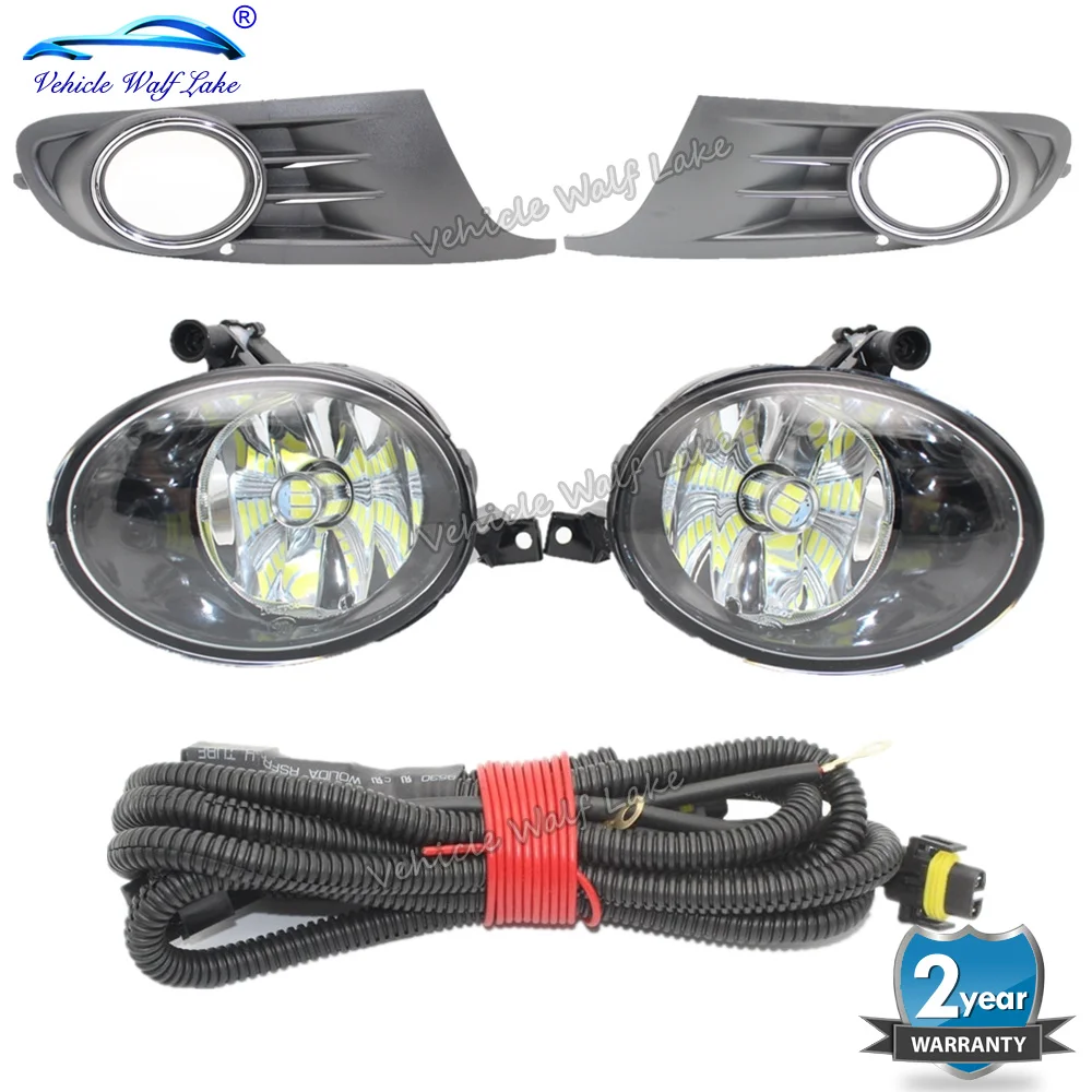 For Golf 6 A6 MK6 2009 2010 2011 2012 2013 Car-styling Front Led Fog Light Fog Lamp +Grille +Wire Harness Assembly