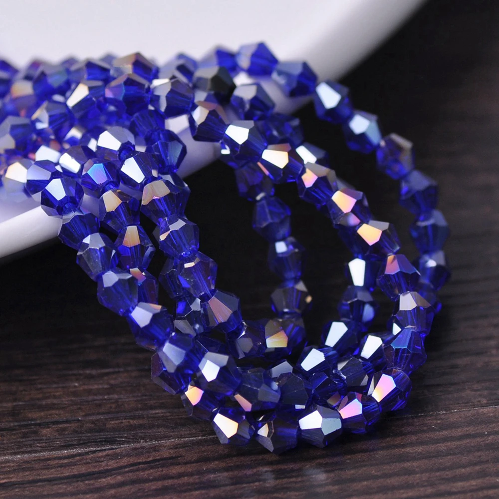 AB Plated Bicone Faceted Crystal Glass Loose Spacer Beads Lot Colors 3mm 4mm 6mm 8mm For Jewelry Making DIY