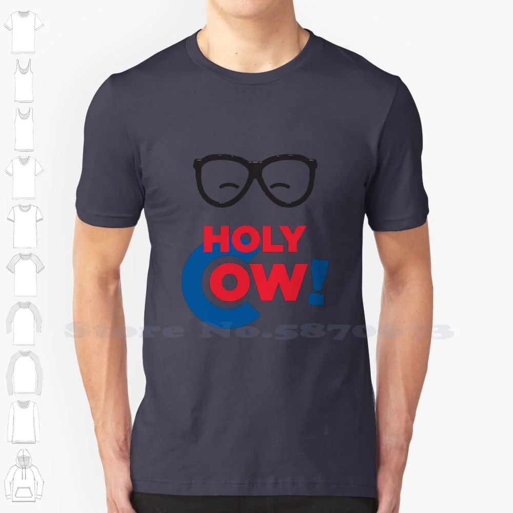 Cute Holy Cow! With Glasses Fashion Vintage Tshirt T Shirts Harry Caray Llinois Baseball Wrigley Field Cubbies Holy Cow