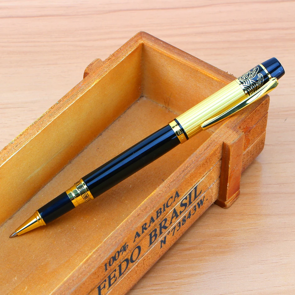 1 Buah Logam Golden Fountain Pen dengan Tinta untuk Bisnis Fountain Pen Hadiah Rantang Caneta Kantor Sekolah Perlengkapan Alat Tulis