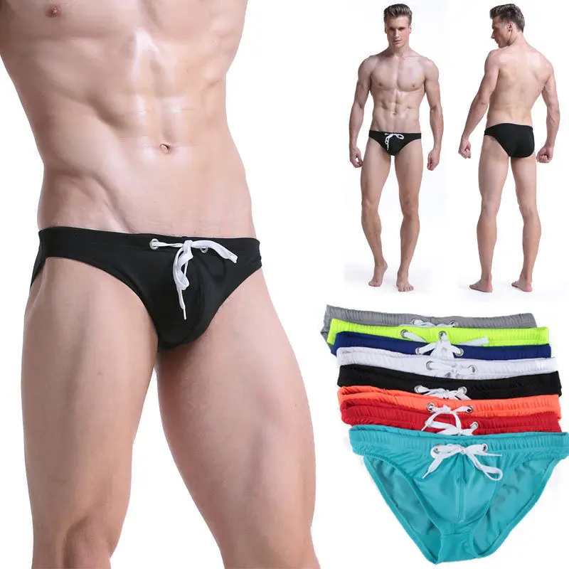 

Sexy Swim Trunks Men's Swimsuit New Swimming Briefs e Mens Bikini Swimwear Beach Bathing Suit Non-slip Waist Ties Shorts