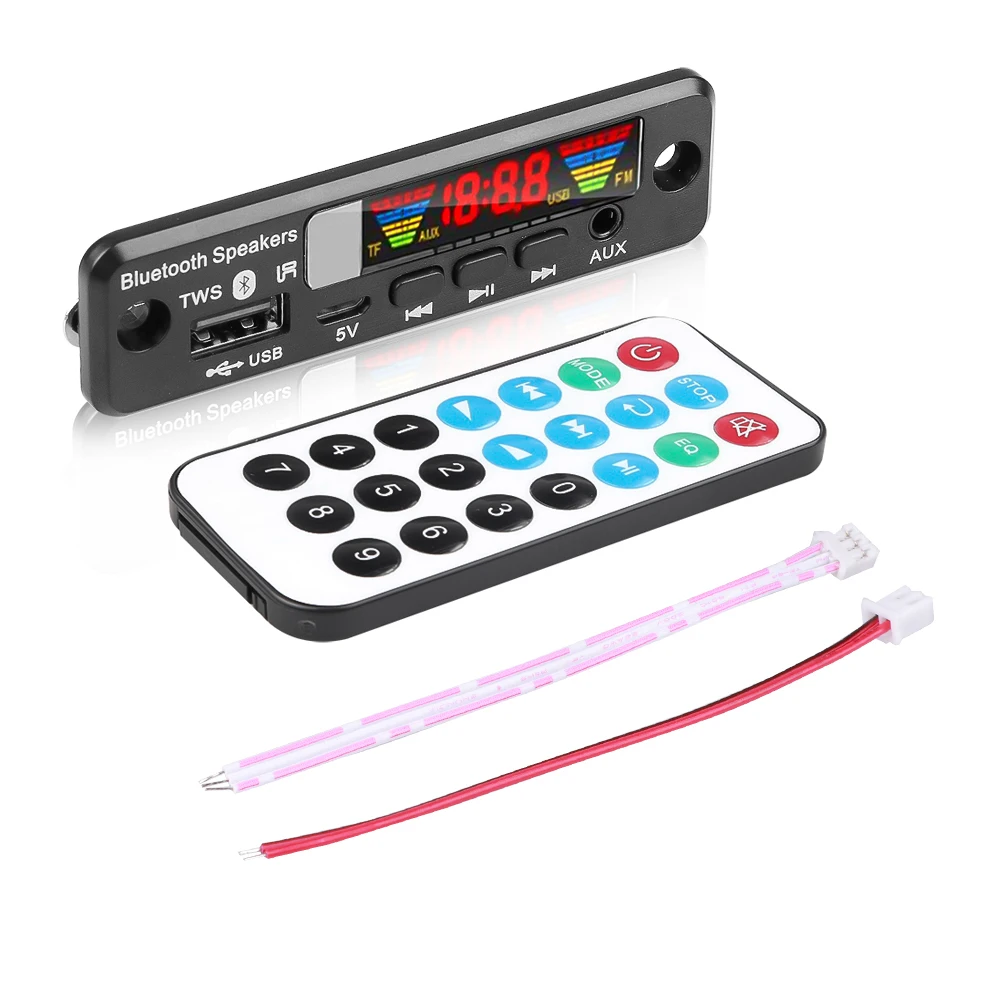 DC 5V Bluetooth 5.0 APE MP3 Decoder Board Handsfree TWS Wireless FM Radio MP3 Player USB AUX TF FM Radio for Car Speaker