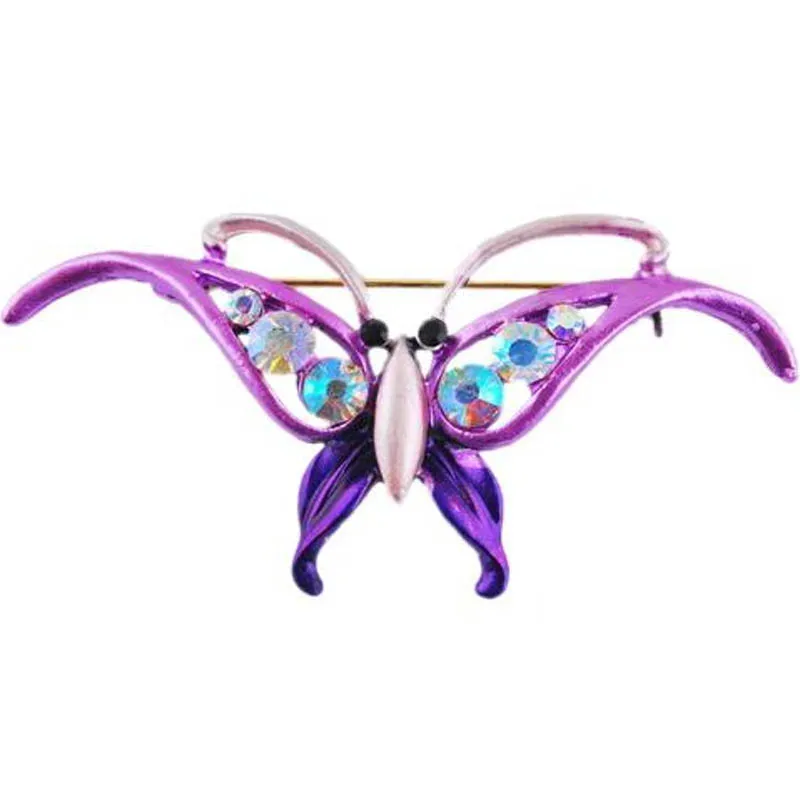 Vintage Bunte Schmetterling Broschen Kristall Strass Metall Emaille Pins Fliegen Insekt Tier Brosche Kleidung Schmuck Geschenke – Detail 4