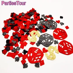 Poker Dice Dollar Confetti Scatters Glitter Nonwoven Red Black Confetti Table Decor Confetti for Casino Night Poker Theme Party