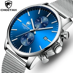 Degli uomini Della Vigilanza Nuovo CHEETAH Top di Marca In Acciaio Inox Cronografo Impermeabile Orologi di Affari del Mens Blu Del Quarzo Orologio Da Polso reloj hombre