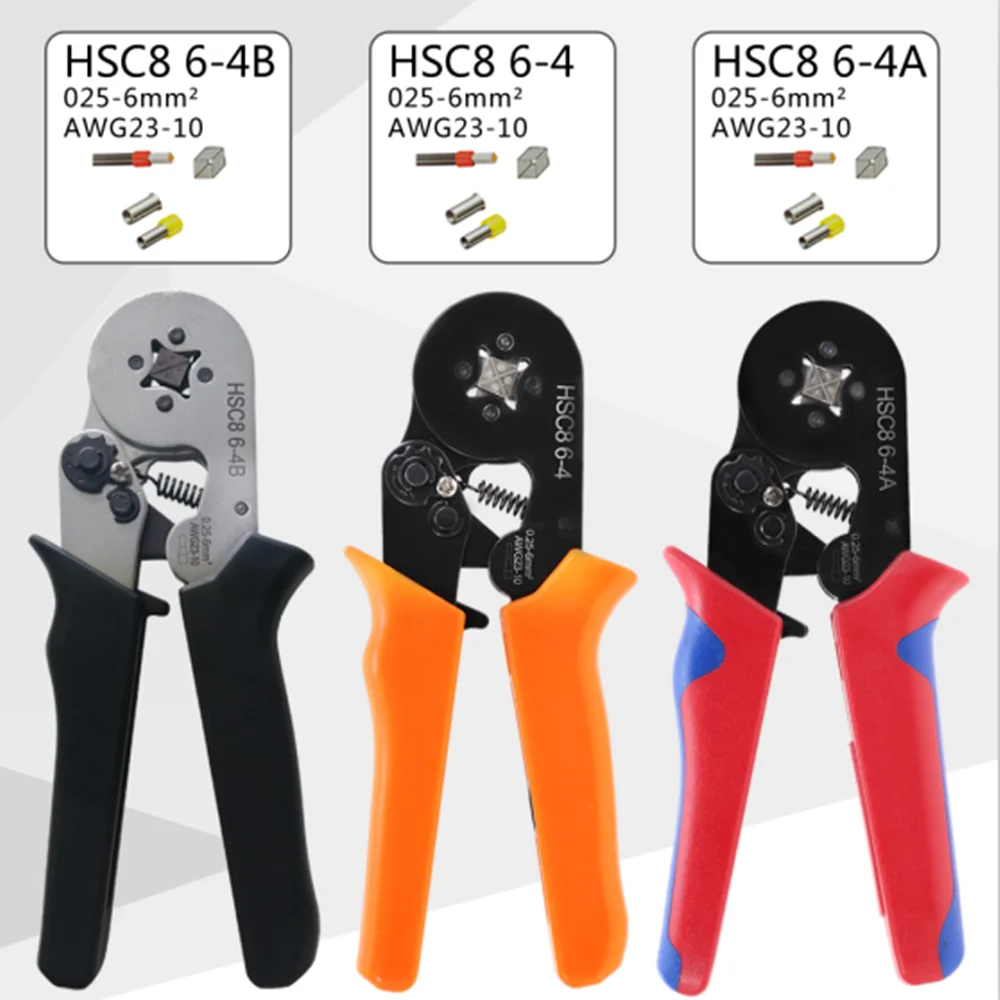 

1PCS 0.25-6mm2 23-10AWG Terminal Crimping Tool Bootlace Ferrule Crimper Plier Cable Cord Wire End Sleeves HSC8 6-4 A B