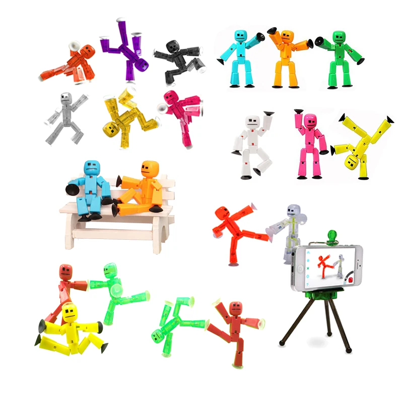 5pcs Color Random Sucker Toy DIY Sticky Robot Anima Screen Animation Studio Action Figure Toy Kids Game Toys for Children Gift