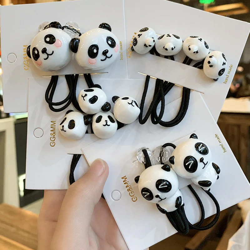 2pcs/lot Cartoon Cute PandaWave Princess Headwear Kids Elastic Hair Bands Children Ropes Girls Accessories Baby Headdress