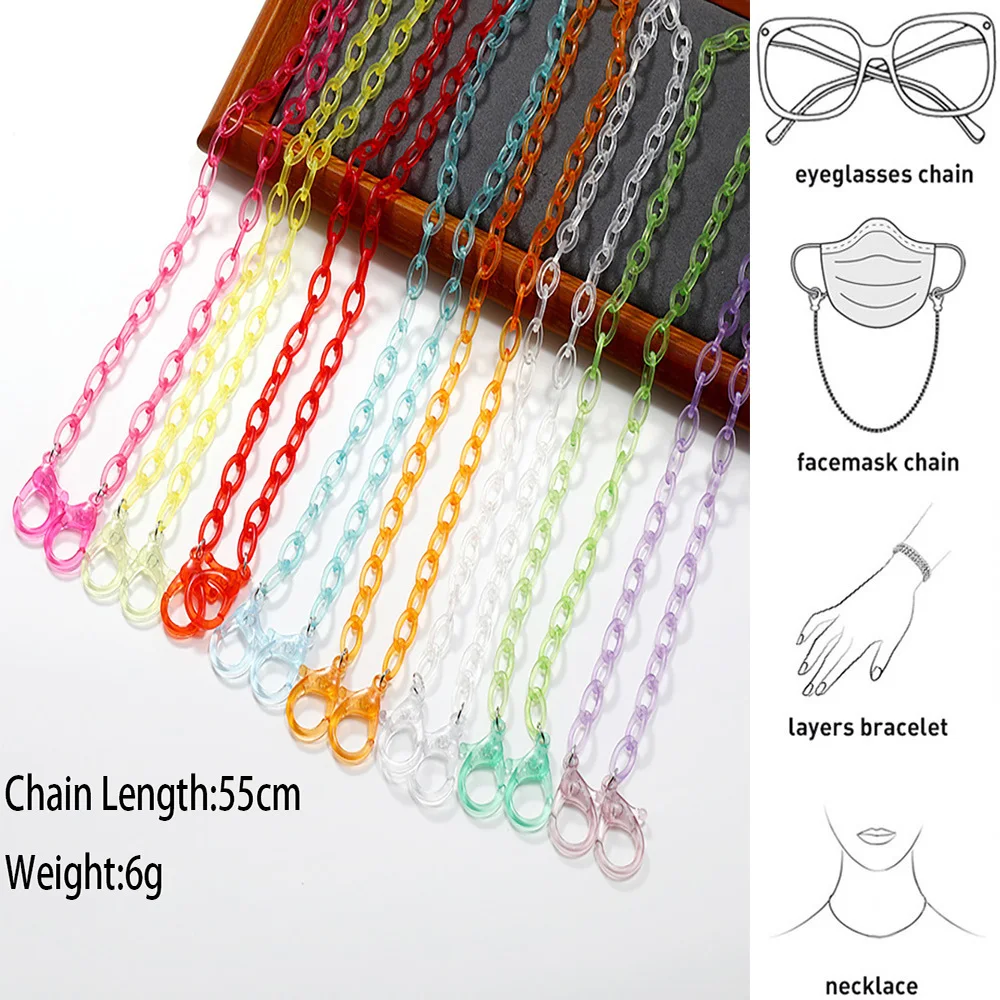 2023 Fashion Frosted Transparent Children Acrylic Mask Holder Lanyard Candy Color Non-slip New Mask Chain Neck Strap for Women