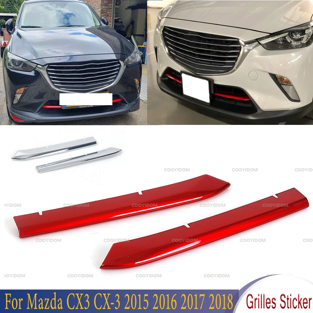 X-CAR 2Pcs Front Bumper Grille Trims Cover Air-Inlet Grilles Car Accessories Styling Stickers For Mazda CX3 CX-3 2017 2018