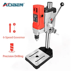 AOBEN Electric Bench Drilling 220V Multifunction 6-Speed Governor Mini Bench Drill Stand Steel/Woodworking Home DIY Tool