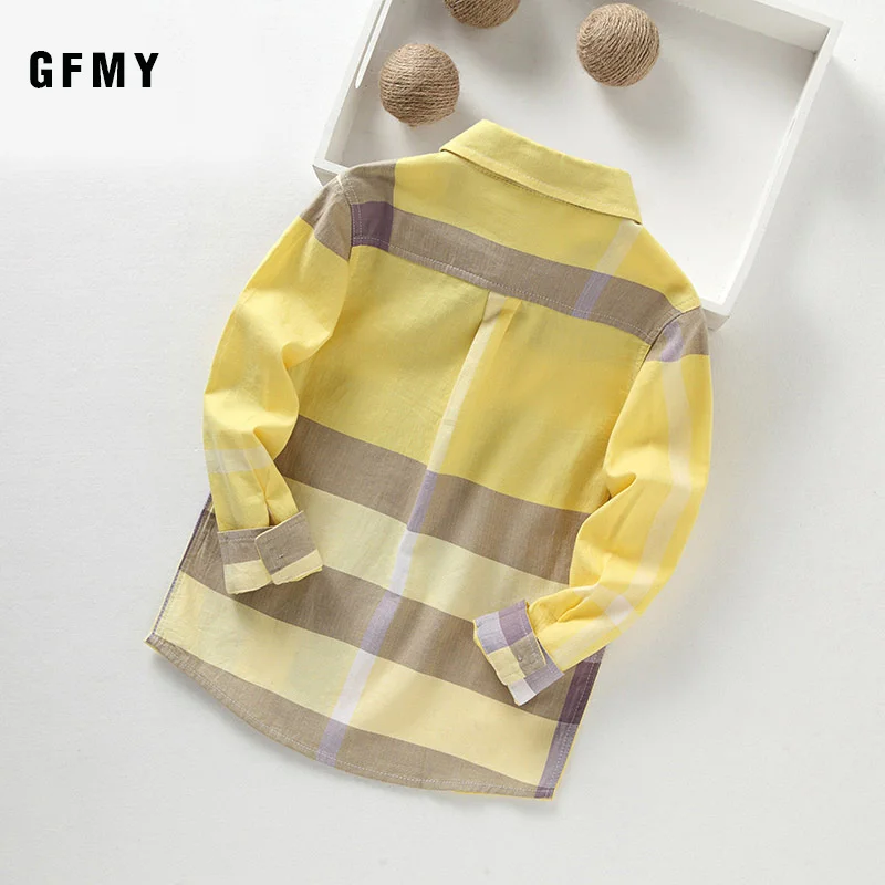 GFMY 2020 yaz 100% pamuk tam kollu moda çocuk ekose gömlek 3T-14T rahat büyük çocuk kıyafetleri bir ceket olabilir