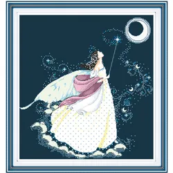 Beauty moon fairy kit punto croce 14ct 11ct nero profondo blu lino perline di tela ricamo fai da te cucito artigianale