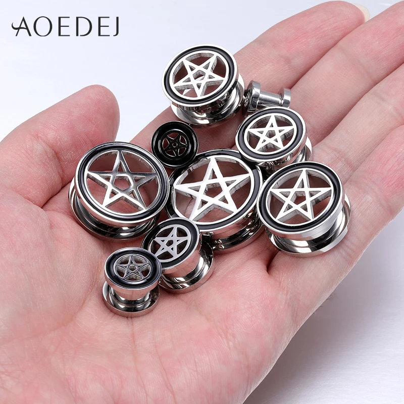 AOEDEJ 2PC 5-22mm Ear Gauges 316L Stainless Steel Ear Tunnels Plugs Flesh Piercing Body Jewelry Ear Stretchers Expander Plugs