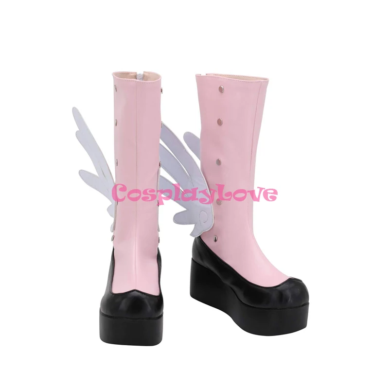 Cardcaptor Sakura: Duidelijke Kaart Sakura Kinomoto Roze Schoenen Cosplay Lange Laarzen Custom Made Voor Halloween Kerst