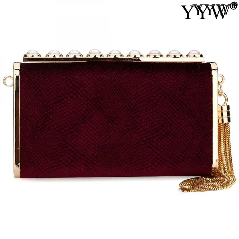 Luxury 2021 Women Velvet Clutch Bag With Pearl Tassel Exquisite Vintage Mini Wallet For Ladies Party Wedding Handbag Evening Bag