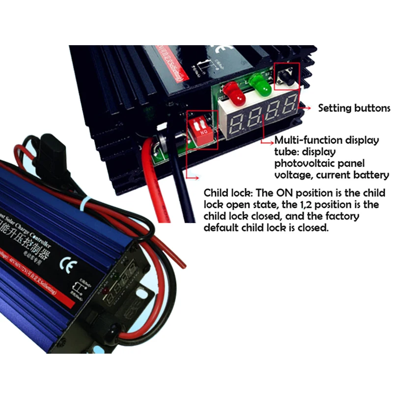 600W MPPTพลังงานแสงอาทิตย์ไฟฟ้าBoost Controller 48V60V72Vแบตเตอรี่ลิเธียมแบบชาร์จไฟได้แบตเตอรี่ลิเธียมเหล็กฟอสเฟต