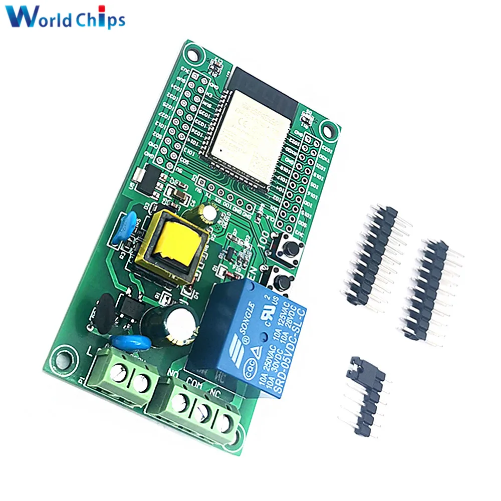 AC 90-250V ESP32 Single Relay Development Board Onboard ESP32-WROOM-32E Module with Pins for WiFi Smart Home Wireless Control