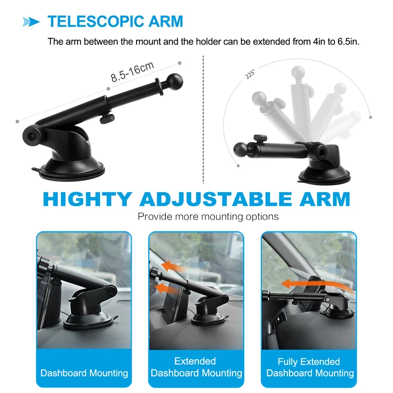 Magnetic Car Phone Mount Universal Dashboard Phone Holder Windshield Long Arm Strong Suction Car Mount Fit for Huawei/iPhone 11