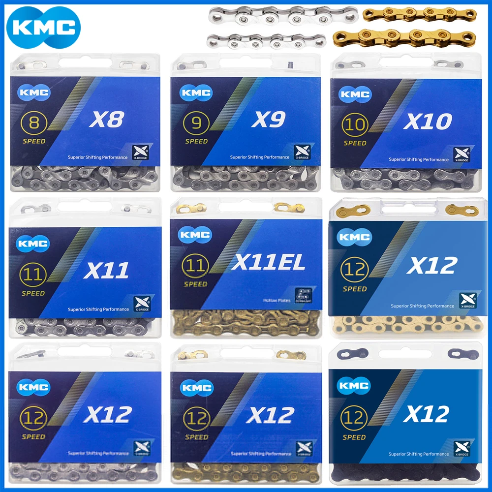 Original KMC X12 X11 X10 Bicycle Chain 11 12 Speed Bike Chain black-gold Road MTB Bike Silver 116L Chains for Shimano/SRAM