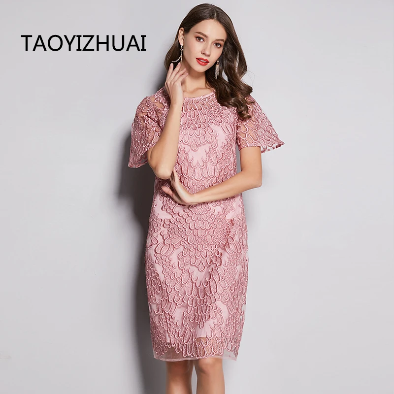 

Large size dress summer new European and American French stereo embroidery versatile casual small fresh fashion lace dress