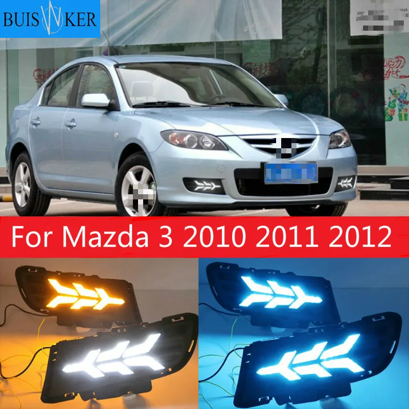 

2pcs For Mazda 3 2010 2011 2012 LED DRL Daytime Running Light Daylight yellow turn Signal fog lamp