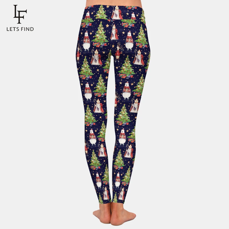 LETSFIND – legging taille haute élastique pour femme, pantalon de Fitness, imprimé arbre de noël et père noël, haute qualité, 2019